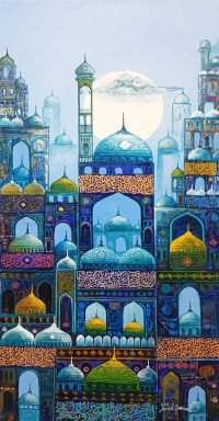Javed Qamar, 12 x 24 inch, Acrylic On Canvas, Cityscape Painting, AC-JQ-283